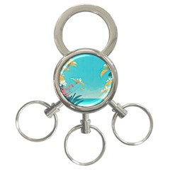 Beach Ocean Flowers Floral Plants Vacation 3-Ring Key Chain