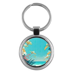 Beach Ocean Flowers Floral Plants Vacation Key Chain (Round)