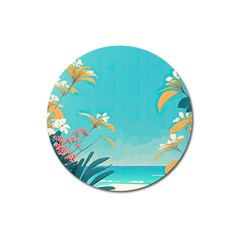 Beach Ocean Flowers Floral Plants Vacation Magnet 3  (Round)