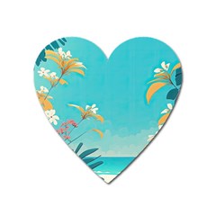 Beach Ocean Flowers Floral Plants Vacation Heart Magnet