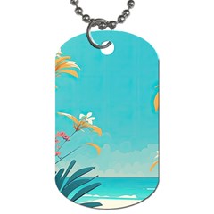 Beach Ocean Flowers Floral Plants Vacation Dog Tag (One Side)