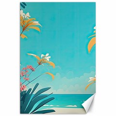 Beach Ocean Flowers Floral Plants Vacation Canvas 20  x 30 