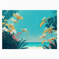 Beach Ocean Flowers Floral Plants Vacation Large Glasses Cloth