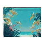 Beach Ocean Flowers Floral Plants Vacation Cosmetic Bag (XL) Front