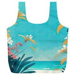 Beach Ocean Flowers Floral Plants Vacation Full Print Recycle Bag (XXXL)