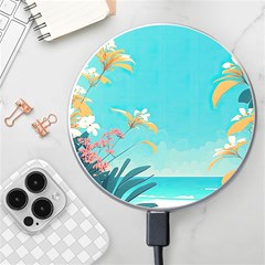 Beach Ocean Flowers Floral Plants Vacation Wireless Fast Charger(white) by Pakemis