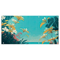 Beach Ocean Flowers Floral Plants Vacation Banner And Sign 8  X 4  by Pakemis