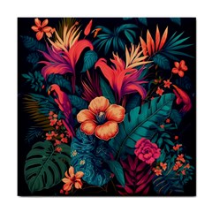 Tropical Flowers Floral Floral Pattern Pattern Tile Coaster by Pakemis