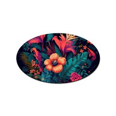 Tropical Flowers Floral Floral Pattern Pattern Sticker (oval) by Pakemis