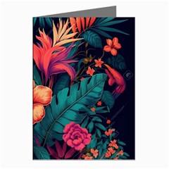 Tropical Flowers Floral Floral Pattern Pattern Greeting Cards (pkg Of 8)