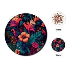 Tropical Flowers Floral Floral Pattern Pattern Playing Cards Single Design (round)