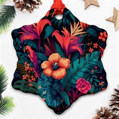 Tropical Flowers Floral Floral Pattern Pattern Ornament (snowflake)