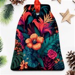 Tropical Flowers Floral Floral Pattern Pattern Bell Ornament (Two Sides) Back