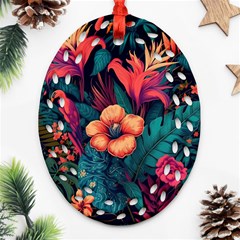 Tropical Flowers Floral Floral Pattern Pattern Ornament (oval Filigree)