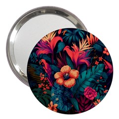 Tropical Flowers Floral Floral Pattern Pattern 3  Handbag Mirrors by Pakemis