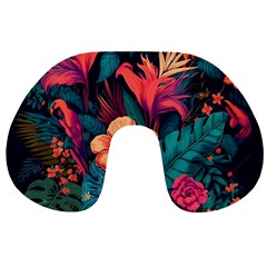 Tropical Flowers Floral Floral Pattern Pattern Travel Neck Pillow by Pakemis