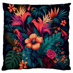 Tropical Flowers Floral Floral Pattern Pattern Standard Premium Plush Fleece Cushion Case (one Side) by Pakemis