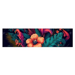 Tropical Flowers Floral Floral Pattern Pattern Oblong Satin Scarf (16  X 60 ) by Pakemis