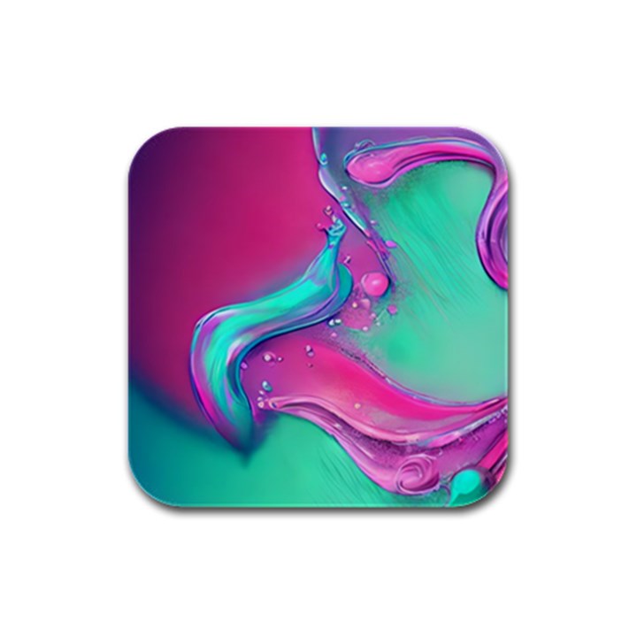 Marble Background - Abstract - Artist - Artistic - Colorful Rubber Square Coaster (4 pack)