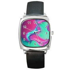 Marble Background - Abstract - Artist - Artistic - Colorful Square Metal Watch