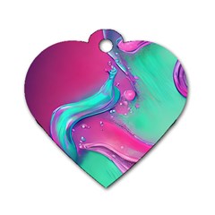 Marble Background - Abstract - Artist - Artistic - Colorful Dog Tag Heart (two Sides) by GardenOfOphir