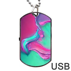 Marble Background - Abstract - Artist - Artistic - Colorful Dog Tag Usb Flash (two Sides) by GardenOfOphir