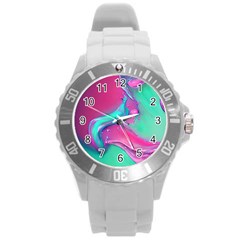 Marble Background - Abstract - Artist - Artistic - Colorful Round Plastic Sport Watch (L)