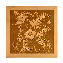 Tropical Flowers Floral Floral Pattern Pattern Wood Photo Frame Cube by Pakemis