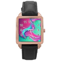 Marble Background - Abstract - Artist - Artistic - Colorful Rose Gold Leather Watch 