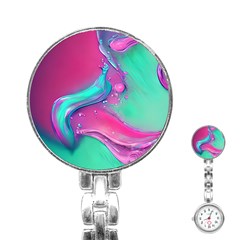 Marble Background - Abstract - Artist - Artistic - Colorful Stainless Steel Nurses Watch by GardenOfOphir