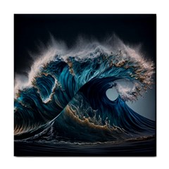 Tsunami Waves Ocean Sea Water Rough Seas 5 Tile Coaster by Pakemis