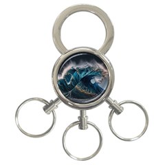 Tsunami Waves Ocean Sea Water Rough Seas 5 3-ring Key Chain by Pakemis