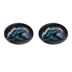 Tsunami Waves Ocean Sea Water Rough Seas 5 Cufflinks (oval) by Pakemis