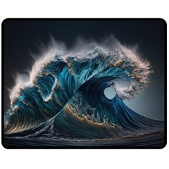 Tsunami Waves Ocean Sea Water Rough Seas 5 One Side Fleece Blanket (medium) by Pakemis