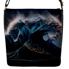 Tsunami Waves Ocean Sea Water Rough Seas 5 Flap Closure Messenger Bag (s) by Pakemis