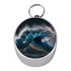 Tsunami Waves Ocean Sea Water Rough Seas 5 Mini Silver Compasses by Pakemis