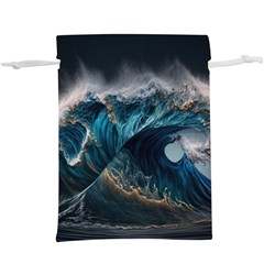 Tsunami Waves Ocean Sea Water Rough Seas 5 Lightweight Drawstring Pouch (xl) by Pakemis