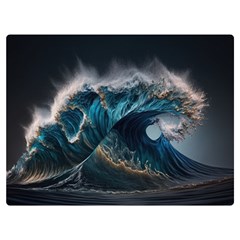 Tsunami Waves Ocean Sea Water Rough Seas 5 One Side Premium Plush Fleece Blanket (extra Small) by Pakemis