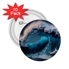 Tsunami Waves Ocean Sea Water Rough Seas 2 2 25  Buttons (10 Pack)  by Pakemis