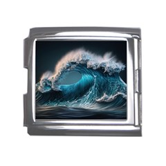 Tsunami Waves Ocean Sea Water Rough Seas 2 Mega Link Italian Charm (18mm) by Pakemis