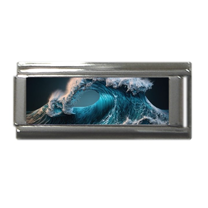 Tsunami Waves Ocean Sea Water Rough Seas 2 Superlink Italian Charm (9mm)