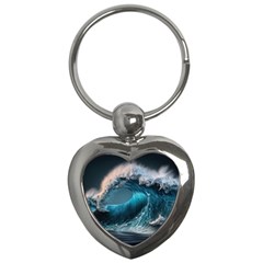 Tsunami Waves Ocean Sea Water Rough Seas 2 Key Chain (heart) by Pakemis