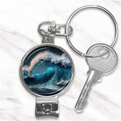 Tsunami Waves Ocean Sea Water Rough Seas 2 Nail Clippers Key Chain by Pakemis