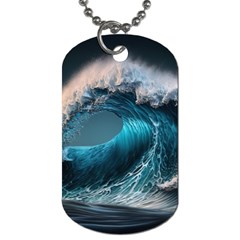 Tsunami Waves Ocean Sea Water Rough Seas 2 Dog Tag (one Side) by Pakemis