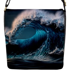 Tsunami Waves Ocean Sea Water Rough Seas 2 Flap Closure Messenger Bag (s) by Pakemis