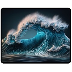 Tsunami Waves Ocean Sea Water Rough Seas 2 Fleece Blanket (medium) by Pakemis