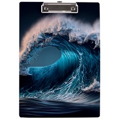 Tsunami Waves Ocean Sea Water Rough Seas 2 A4 Acrylic Clipboard by Pakemis