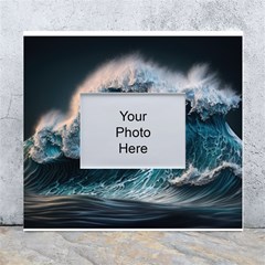 Tsunami Waves Ocean Sea Water Rough Seas 2 White Wall Photo Frame 5  X 7  by Pakemis