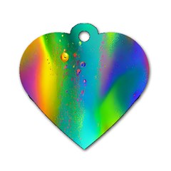 Liquid Shapes - Fluid Arts - Watercolor - Abstract Backgrounds Dog Tag Heart (two Sides) by GardenOfOphir