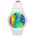 Liquid Shapes - Fluid Arts - Watercolor - Abstract Backgrounds Round Plastic Sport Watch (M) Front